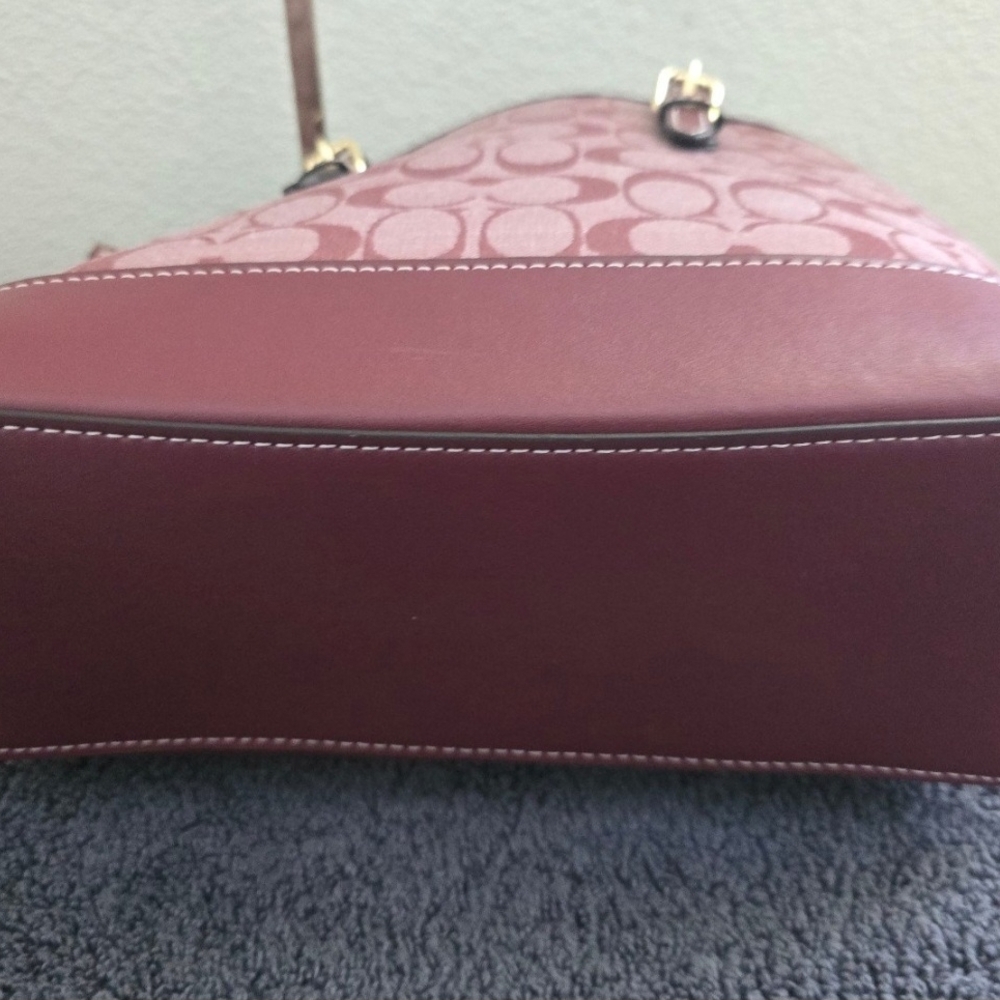 NWOT COACH CR293 Mollie 25 Denim Chambray "WINE" Tote Bag & Nolita 15 Wristlet - Picture 6 of 11